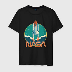 Футболка хлопковая мужская NASA spaceship, цвет: черный
