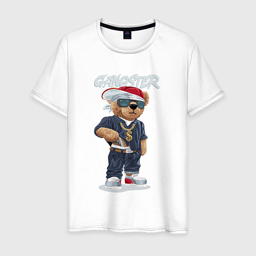 Мужская футболка Плюшевый медвежонок - гангстер / Белый – фото 1