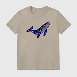 Футболка хлопковая мужская Space whale, цвет: миндальный