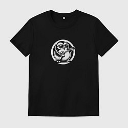 Мужская футболка Музыкальный пингвин с гитарой