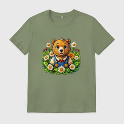 Мужская футболка Медведь среди ромашек