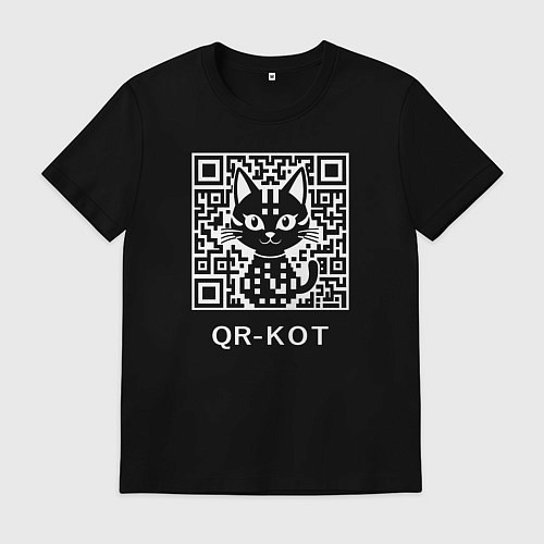 Мужская футболка QR-кот / Черный – фото 1
