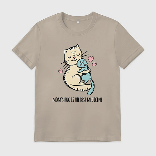 Мужская футболка Объятия мамы лучшее лекарство / Миндальный – фото 1