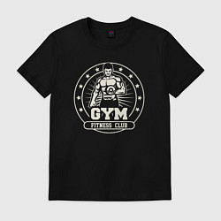 Футболка хлопковая мужская Gym fitness club, цвет: черный