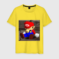 Футболка хлопковая мужская Марио 64 спит арт, цвет: желтый