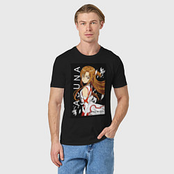 Футболка хлопковая мужская Асуна Юки мечник, цвет: черный — фото 2