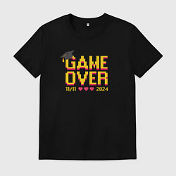 Футболка хлопковая мужская 2024 game over, цвет: черный