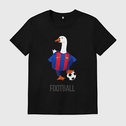 Футболка хлопковая мужская Гусь футболист, цвет: черный