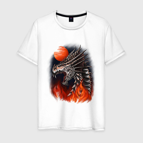 Мужская футболка Огненный дракон хамелеон / Белый – фото 1