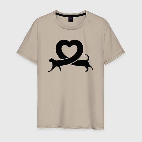 Мужская футболка Love cat / Миндальный – фото 1