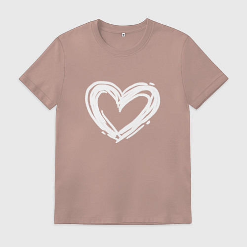 Мужская футболка Белое сердце / Пыльно-розовый – фото 1