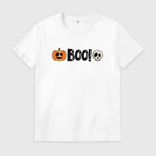 Мужская футболка Тыква и череп: хэллоуинская страшилка / Белый – фото 1