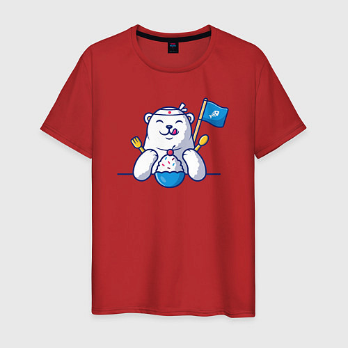 Мужская футболка Белый медведь и мороженое / Красный – фото 1
