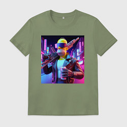 Мужская футболка Крутой Гомер Симпсон с оружием и банкой пива