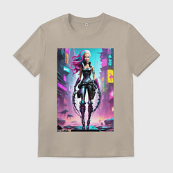 Мужская футболка Кибер чувиха на своём районе - нейросеть