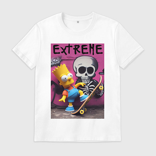 Мужская футболка Bart Simpson and skateboard - extreme / Белый – фото 1