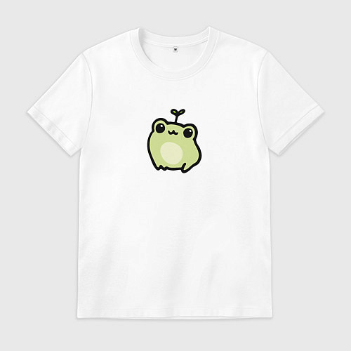 Мужская футболка Милая зеленая лягушка улыбается / Белый – фото 1