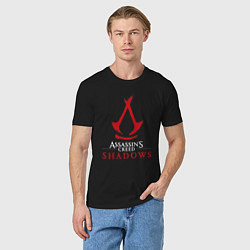 Футболка хлопковая мужская Assassins creed shadows logo, цвет: черный — фото 2