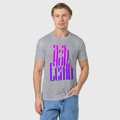 Мужская футболка Надпись - азъ есмь / Меланж – фото 3