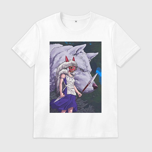 Мужская футболка Принцесса Мононоке волк / Белый – фото 1