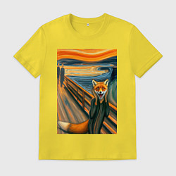 Мужская футболка Лиса кричит - мем картина от нейросети