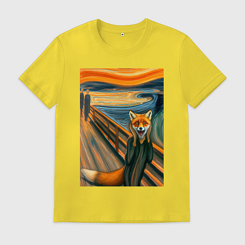 Мужская футболка Лиса кричит - мем картина от нейросети / Желтый – фото 1