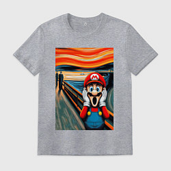 Мужская футболка Марио кричит - мем нейросеть