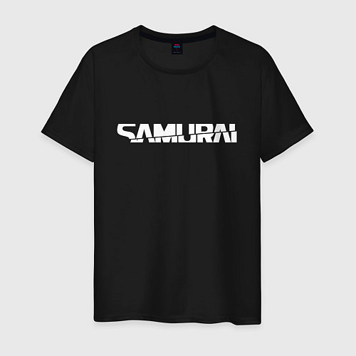 Мужская футболка Киберпанк - белая надпись Samurai / Черный – фото 1