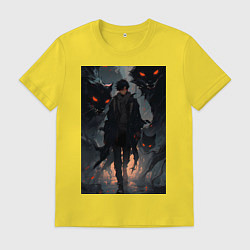 Футболка хлопковая мужская Мэгуми Фусигуро арт Магическая битва, цвет: желтый