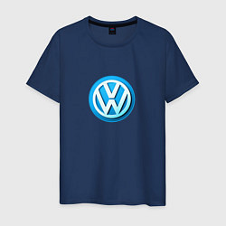 Футболка хлопковая мужская Volkswagen logo blue, цвет: тёмно-синий