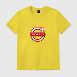 Футболка хлопковая мужская Volvo red logo, цвет: желтый