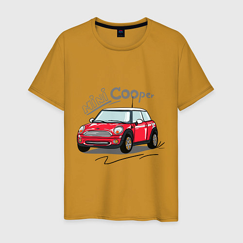 Мужская футболка Mini Cooper / Горчичный – фото 1