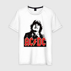 Футболка хлопковая мужская ACDC Angus Young rock, цвет: белый