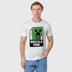Футболка хлопковая мужская Minecraft hostile mob, цвет: белый — фото 2