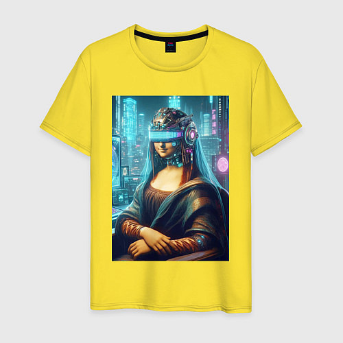 Мужская футболка Gioconda - cyberpunk ai art fantasy / Желтый – фото 1