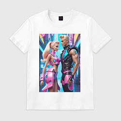 Футболка хлопковая мужская Barbie and Ken - ai art fantasy, цвет: белый