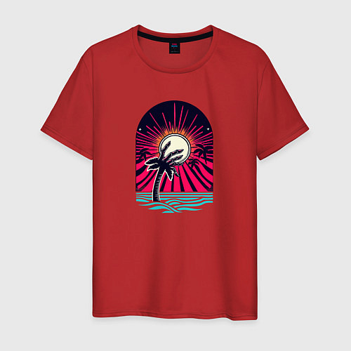 Мужская футболка Ретро пальма с рукой зомби / Красный – фото 1
