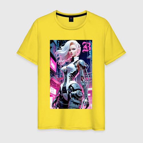 Мужская футболка Pretty Barbie blond - cyberpunk ai art / Желтый – фото 1