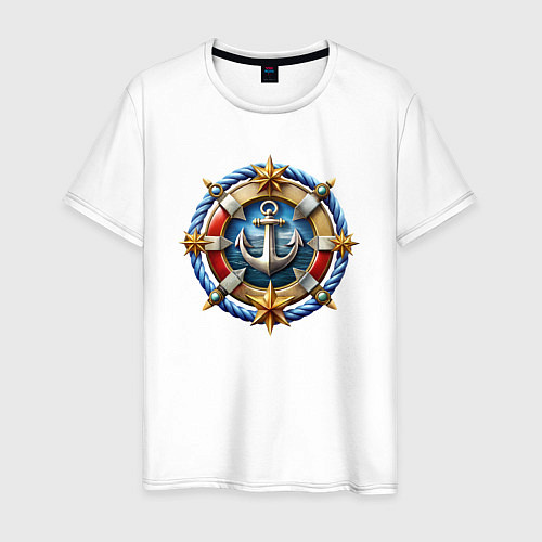 Мужская футболка Морской якорь в спасательном круге / Белый – фото 1
