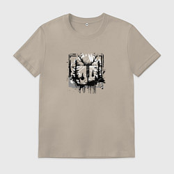 Футболка хлопковая мужская Велосипед и рога, цвет: миндальный