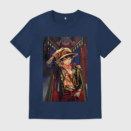 Мужская футболка Ван-Пис Луффи Монки Д арт / Тёмно-синий – фото 1