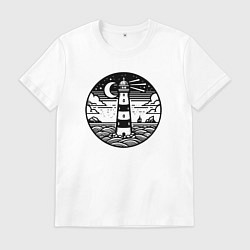 Мужская футболка Маяк и ночное море