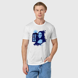 Футболка хлопковая мужская Тардис и Джоконда, цвет: белый — фото 2