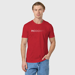 Футболка хлопковая мужская Incognito - градиентная надпись, цвет: красный — фото 2