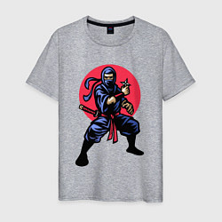 Футболка хлопковая мужская Warrior ninja, цвет: меланж