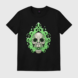Мужская футболка Череп в зелёном дыму