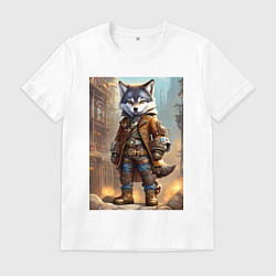 Мужская футболка Прикольный волчонок - стимпанк