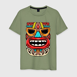Футболка хлопковая мужская Tiki mask, цвет: авокадо