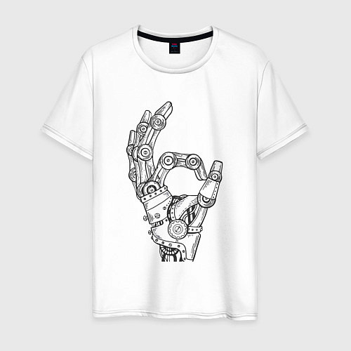 Мужская футболка Знак Ок - робот / Белый – фото 1