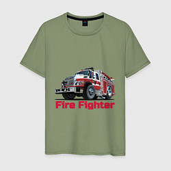 Футболка хлопковая мужская Fire fighter, цвет: авокадо